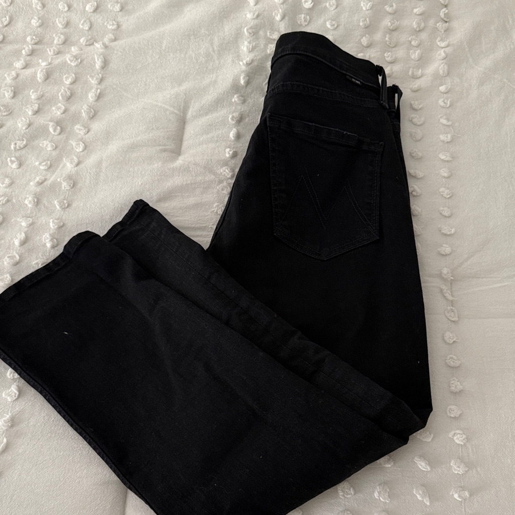Mother Denim Hight Waisted Rider Ankle Black Denim Jeans